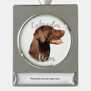 Labrador Retriever (chocolate) Mum 2 Silver Plated Banner Ornament