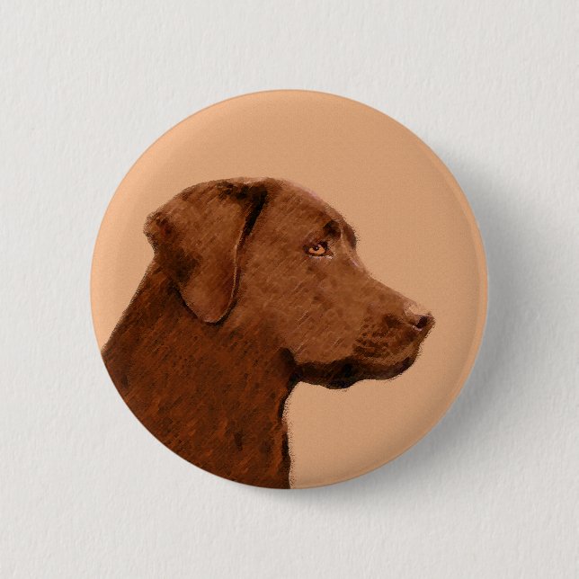 Labrador Retriever (Chocolate) Painting - Dog Art 6 Cm Round Badge (Front)