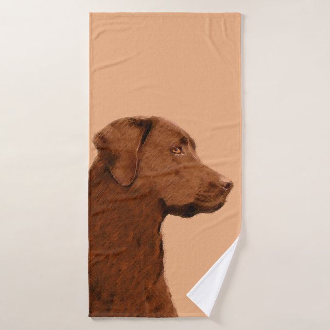 Labrador Retriever (Chocolate) Painting - Dog Art Bath Towel Set (Bath Towel)