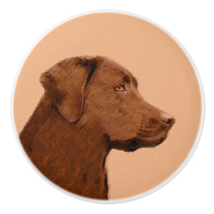 Labrador Retriever (Chocolate) Painting - Dog Art Ceramic Knob