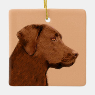 Labrador Retriever (Chocolate) Painting - Dog Art Ceramic Ornament