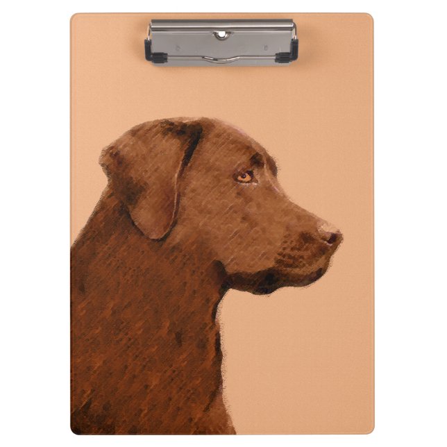 Labrador Retriever (Chocolate) Painting - Dog Art Clipboard (Front)