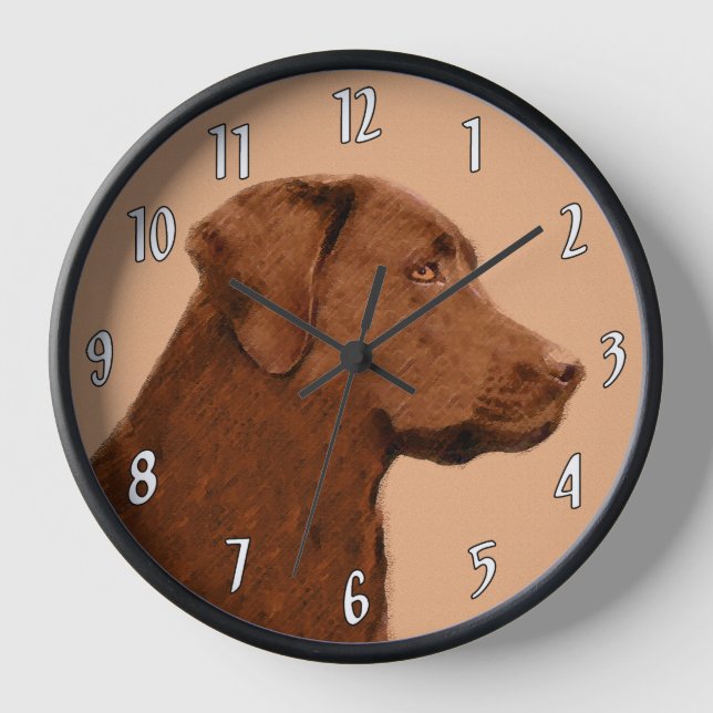 Labrador Retriever (Chocolate) Painting - Dog Art Clock (Front)