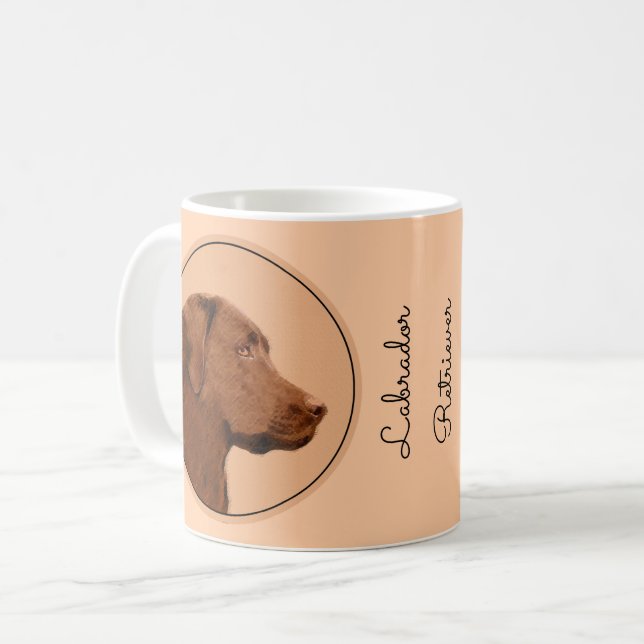 Labrador Retriever (Chocolate) Painting - Dog Art Coffee Mug (Front Left)