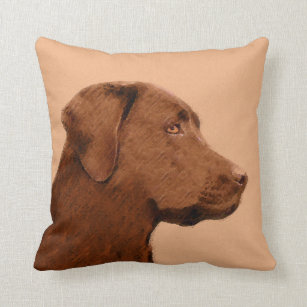 Labrador Retriever (Chocolate) Painting - Dog Art Cushion
