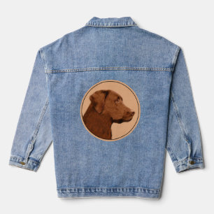 Labrador Retriever (Chocolate) Painting - Dog Art Denim Jacket