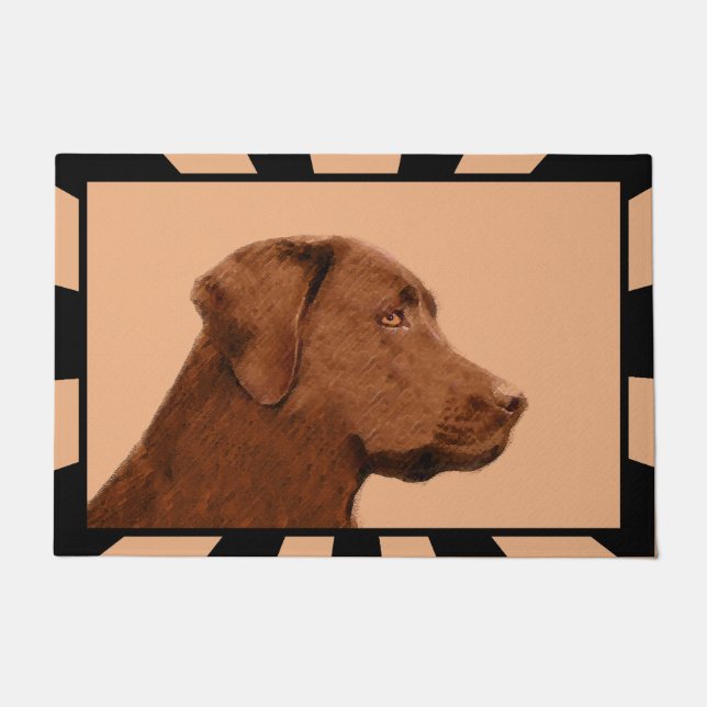 Labrador Retriever (Chocolate) Painting - Dog Art Doormat (Front)