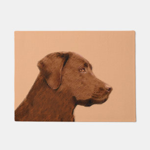 Labrador Retriever (Chocolate) Painting - Dog Art Doormat