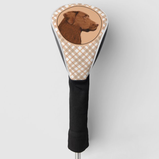 Labrador Retriever (Chocolate) Painting - Dog Art Golf Head Cover (Front)