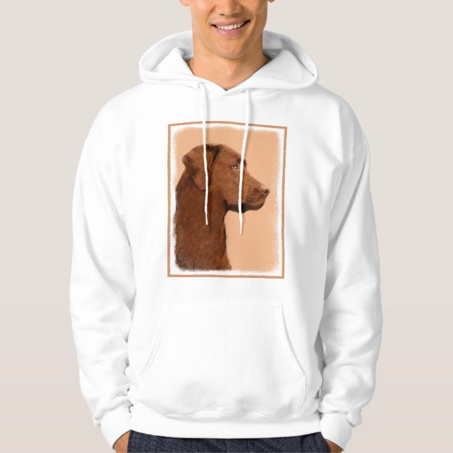 Labrador Retriever (Chocolate) Painting - Dog Art Hoodie (Front)