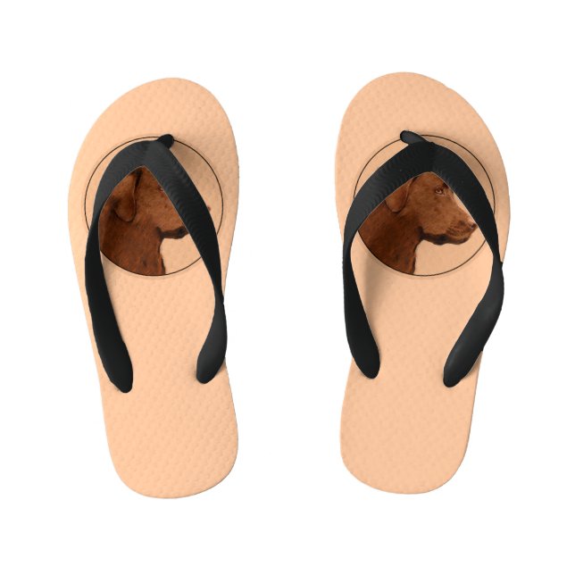 Labrador Retriever (Chocolate) Painting - Dog Art Kid's Flip Flops (Footbed)
