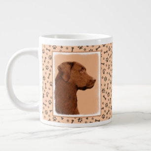 Labrador Retriever (Chocolate) Painting - Dog Art Large Coffee Mug