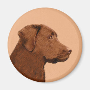 Labrador Retriever (Chocolate) Painting - Dog Art Magnet