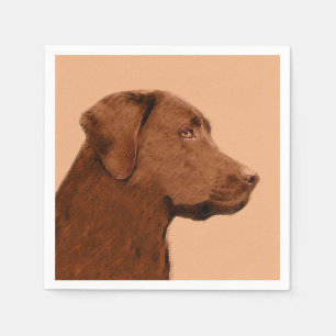 Labrador Retriever (Chocolate) Painting - Dog Art Napkin