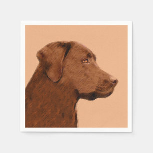 Labrador Retriever (Chocolate) Painting - Dog Art Napkin