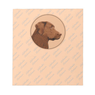 Labrador Retriever (Chocolate) Painting - Dog Art Notepad