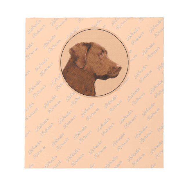 Labrador Retriever (Chocolate) Painting - Dog Art Notepad (Front)
