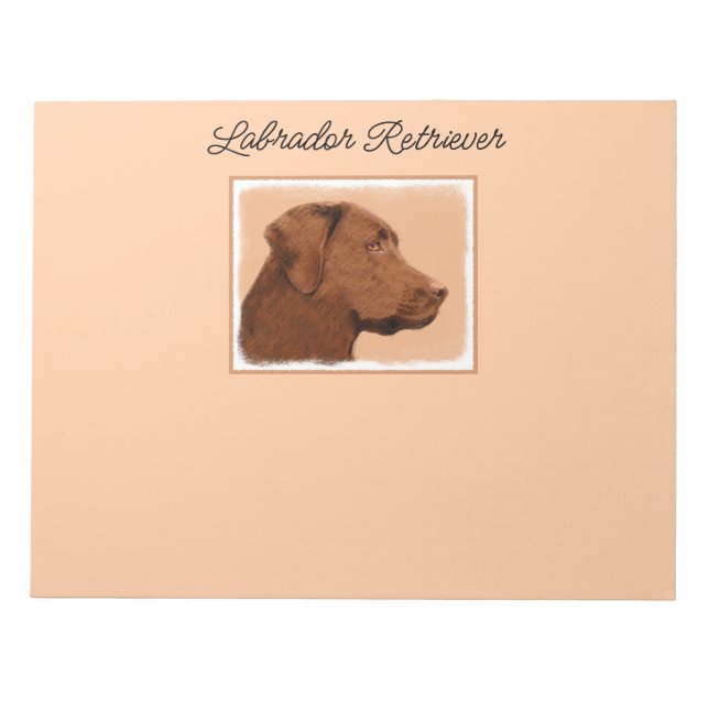 Labrador Retriever (Chocolate) Painting - Dog Art Notepad (Front)