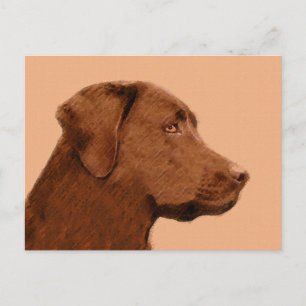 Labrador Retriever (Chocolate) Painting - Dog Art Postcard