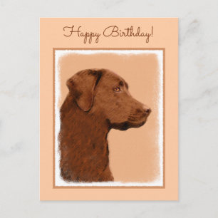 Labrador Retriever (Chocolate) Painting - Dog Art Postcard