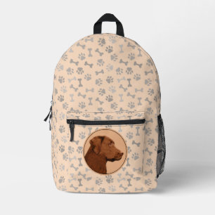 Labrador Retriever (Chocolate) Painting - Dog Art Printed Backpack