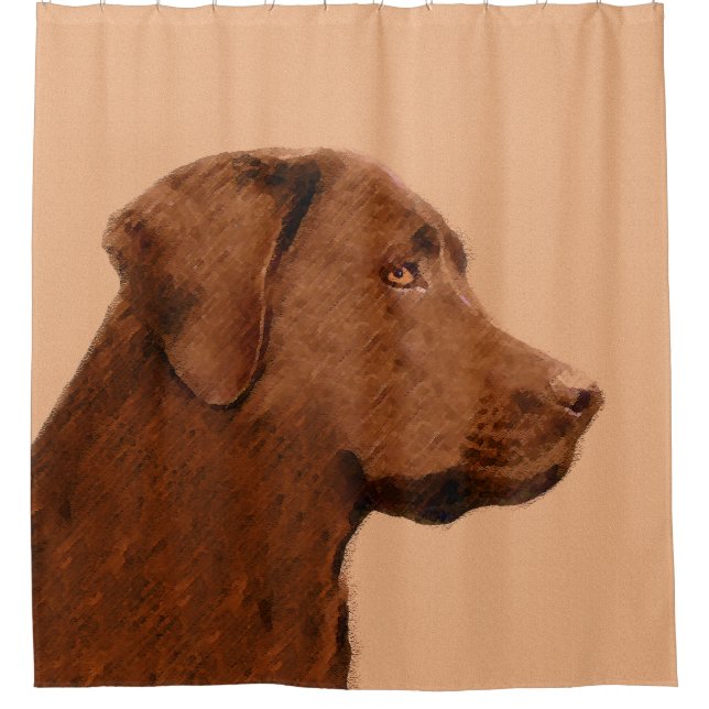 Labrador Retriever (Chocolate) Painting - Dog Art Shower Curtain (Front)