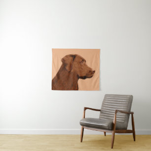 Labrador Retriever (Chocolate) Painting - Dog Art Tapestry