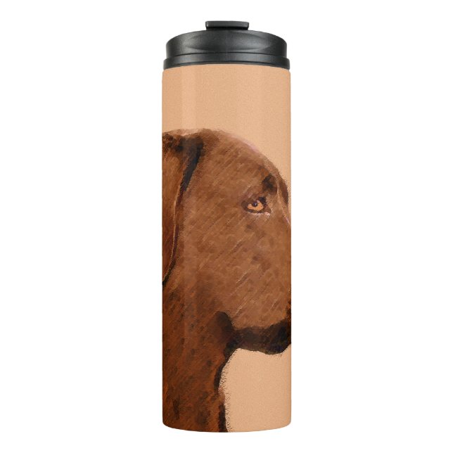 Labrador Retriever (Chocolate) Painting - Dog Art Thermal Tumbler (Front)