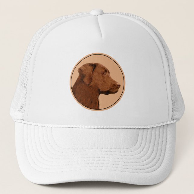 Labrador Retriever (Chocolate) Painting - Dog Art Trucker Hat (Front)