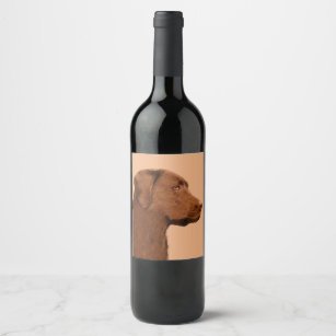 Labrador Retriever (Chocolate) Painting - Dog Art Wine Label