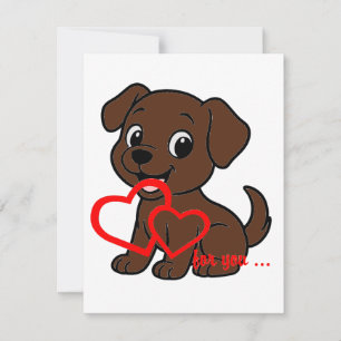 Labrador Retriever Chocolate Valentine Cartoon Card