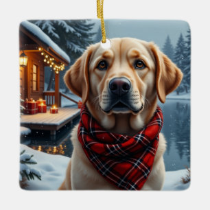 Labrador Retriever Christmas Art Ceramic Ornament