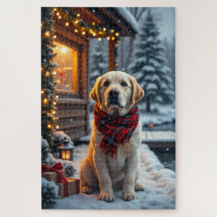 Labrador Retriever Christmas Art Jigsaw Puzzle