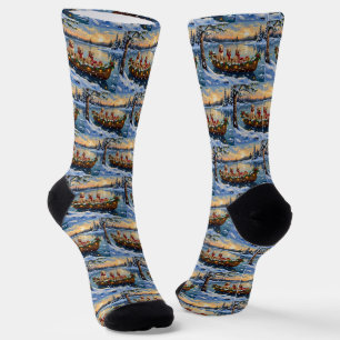 Labrador Retriever Christmas Boat Holiday Socks
