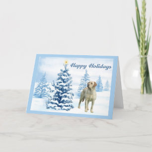 Labrador Retriever  Christmas Card Blue Tree6