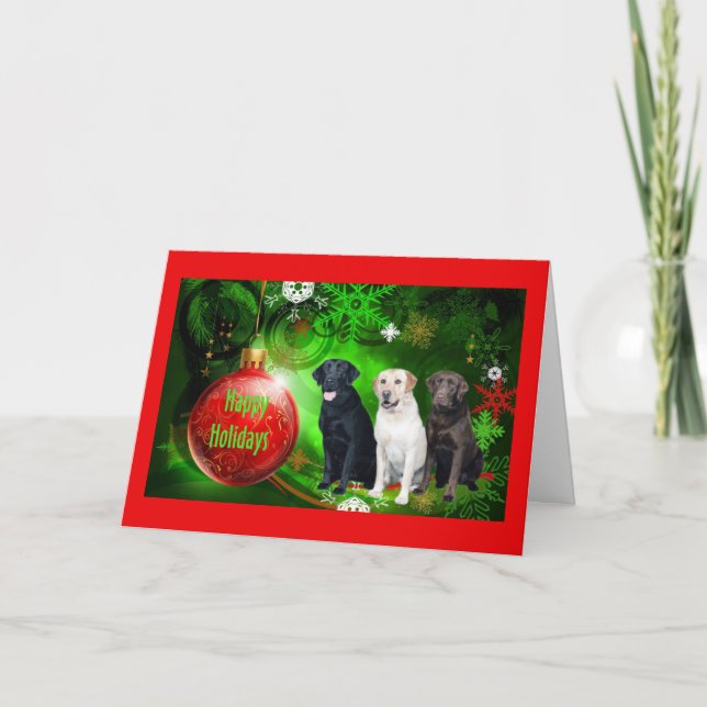 Labrador Retriever  Christmas Card Red Ball10 (Front)