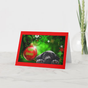 Labrador Retriever  Christmas Card Red Ball12