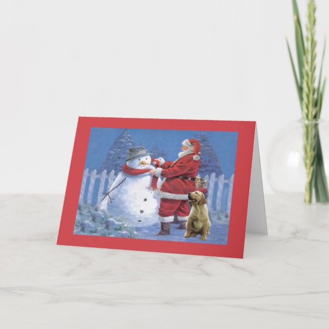 Labrador Retriever  Christmas Card Santa Snowman4 (Front)