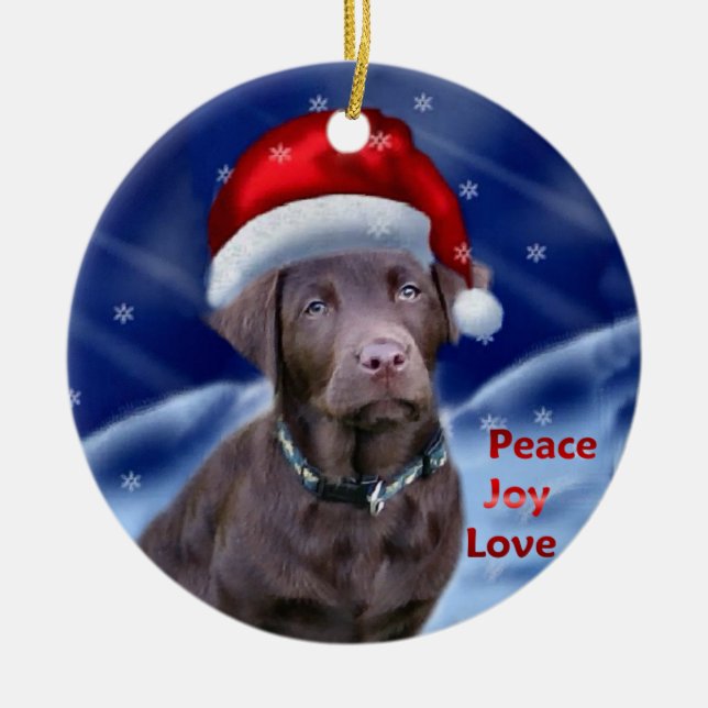Labrador Retriever Christmas Ceramic Tree Decoration (Front)