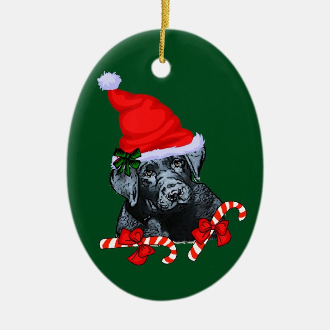 Labrador Retriever Christmas Ceramic Tree Decoration (Front)