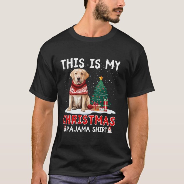 Labrador Retriever Christmas Dog Santa Hat Tree Bo T-Shirt (Front)