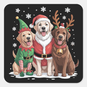 Labrador Retriever Christmas Dogs Santa Reindeer Square Sticker