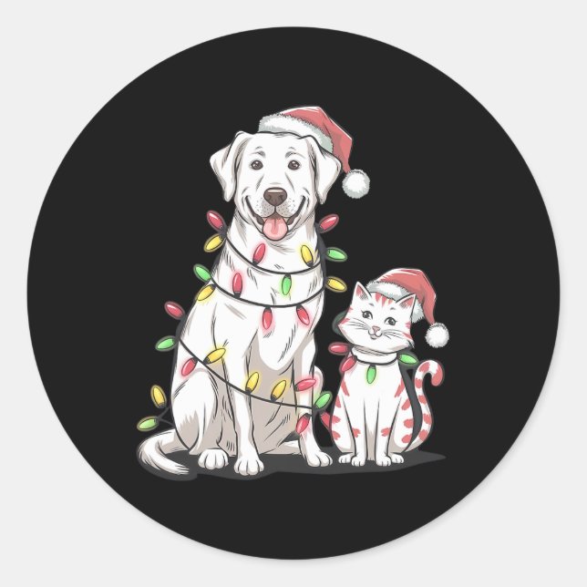 Labrador Retriever Christmas Festive Dog Cat Lover Classic Round Sticker (Front)
