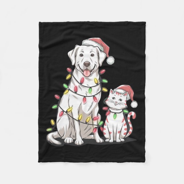 Labrador Retriever Christmas Festive Dog Cat Lover Fleece Blanket (Front)