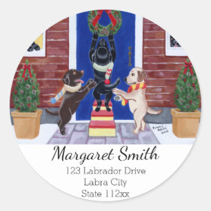 Labrador Retriever Christmas Fun Return Address Classic Round Sticker