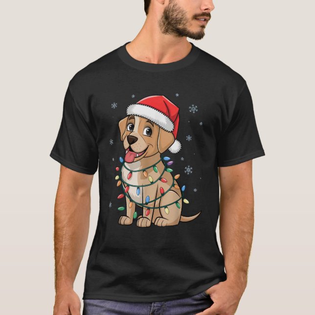 Labrador Retriever Christmas Lights Xmas Dogs Gift T-Shirt (Front)