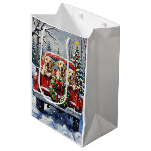 Labrador Retriever Christmas Red Truck Holiday Medium Gift Bag