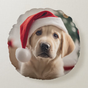 Labrador Retriever Christmas Round Cushion
