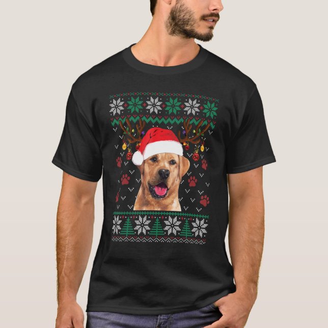 Labrador Retriever Christmas Santa Reindeer Ugly S T-Shirt (Front)