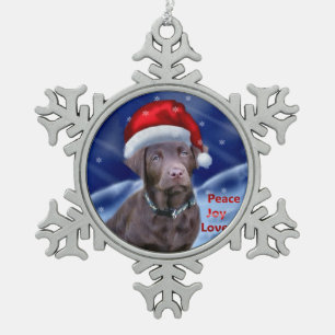 Labrador Retriever Christmas Snowflake Pewter Christmas Ornament